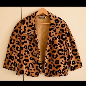 Catherine Gee Cropped Velvet Leopard Jacket, Size S
